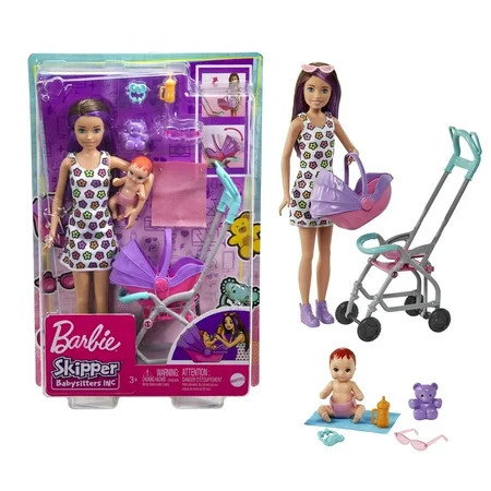 Barbie Skipper Babysitters Inc. Doll & Stroller Playset, for 3 Years & Up, Multicolor | Walmart (US)