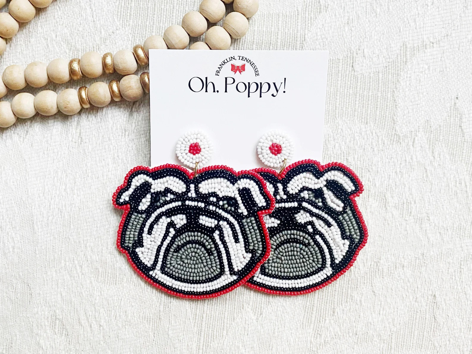 Bulldog Beaded Earrings | Statement Accessories and Gifts | Georgia Bulldog Earrings | UGA Gradua... | Etsy (US)