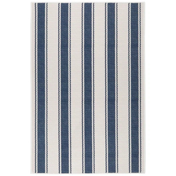 Blue Awning Stripe Machine Washable Rug | Birch Lane