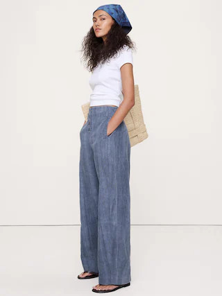 High-Rise Relaxed Barrel Ramie-Cotton Pant | Banana Republic (CA)