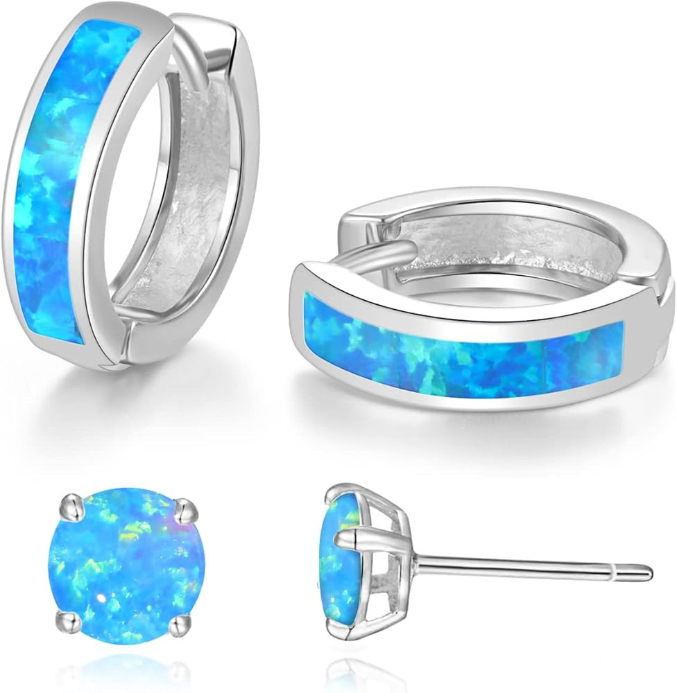 CiNily Huggie Earrings Opal Hinged Hoop Earrings Gold Plated Hypoallergenic Small Hoop Earrings f... | Amazon (US)