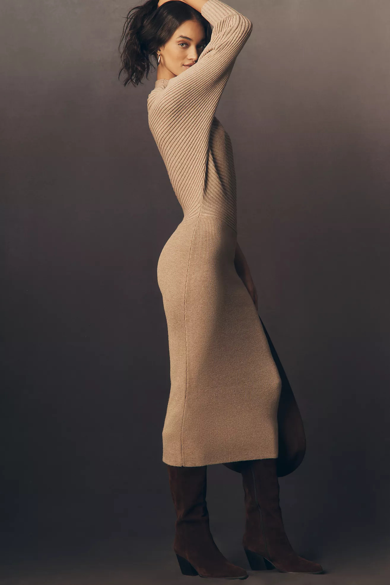 By Anthropologie Long-Sleeve Slim Sweater Midi Dress | Anthropologie (US)