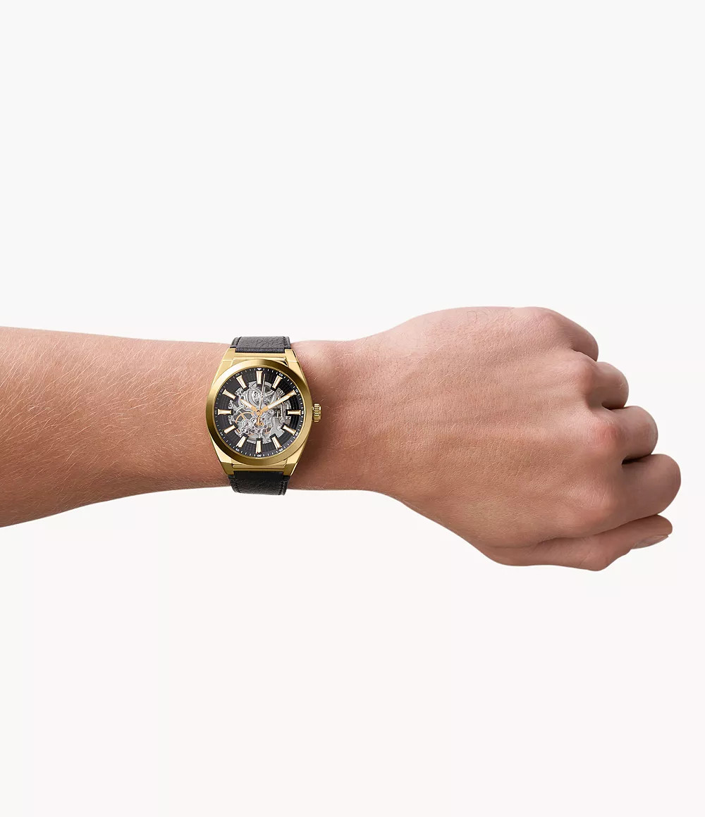 Everett Automatic Black Eco Leather Watch | Fossil (US)