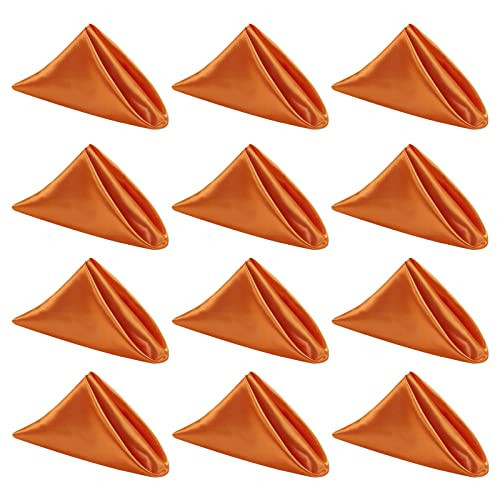 Orange Cloth Napkin Set of 12,Satin Dinner Napkins Cloth Washable,Reusable Napkin for Everyday Use Dining Table,Restaurant,Wedding, Thanksgiving and Christmas20 x 20",Orange … | Amazon (US)