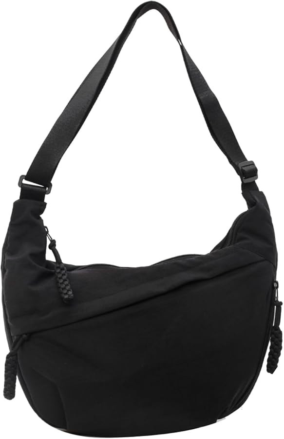 GRPKSSIB Nylon Crescent Bag Hobo Crossbody Bags Casual Sling Bag Slouchy Shoulder Bags Travel Mes... | Amazon (US)