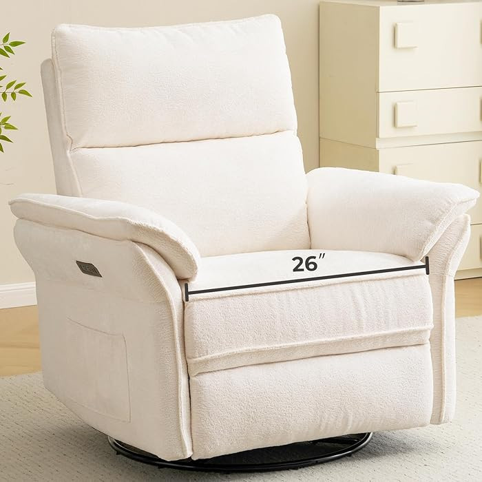 Oversized Power Recliner Chair Swivel Glider with Massage and Heat, Rocker Nursery Recliner for A... | Amazon (US)