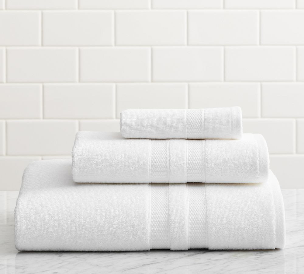 Plush Terry Hand Towels, White | Pottery Barn (US)