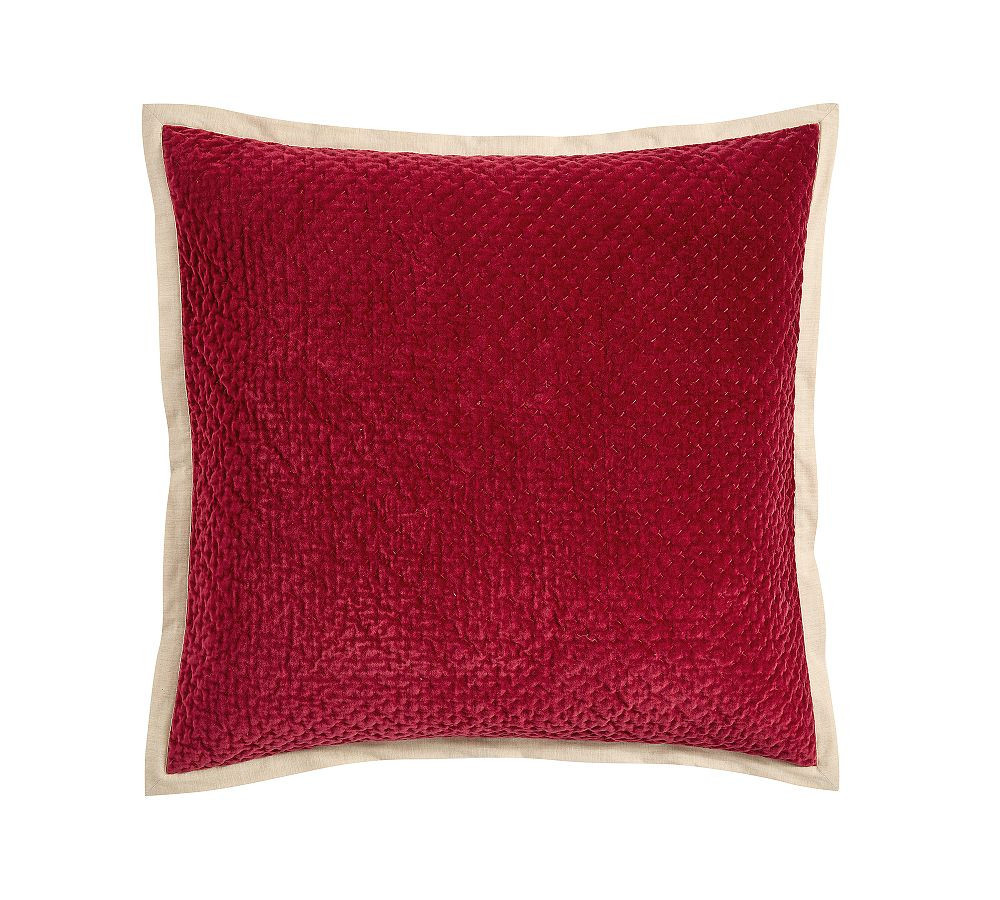 Cross Stitch Velvet Quilted Sham, Ruby, Euro