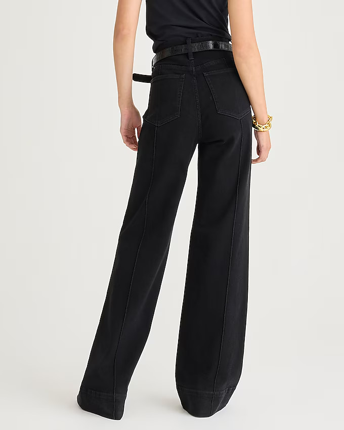 Pintuck denim trouser in black | J. Crew US