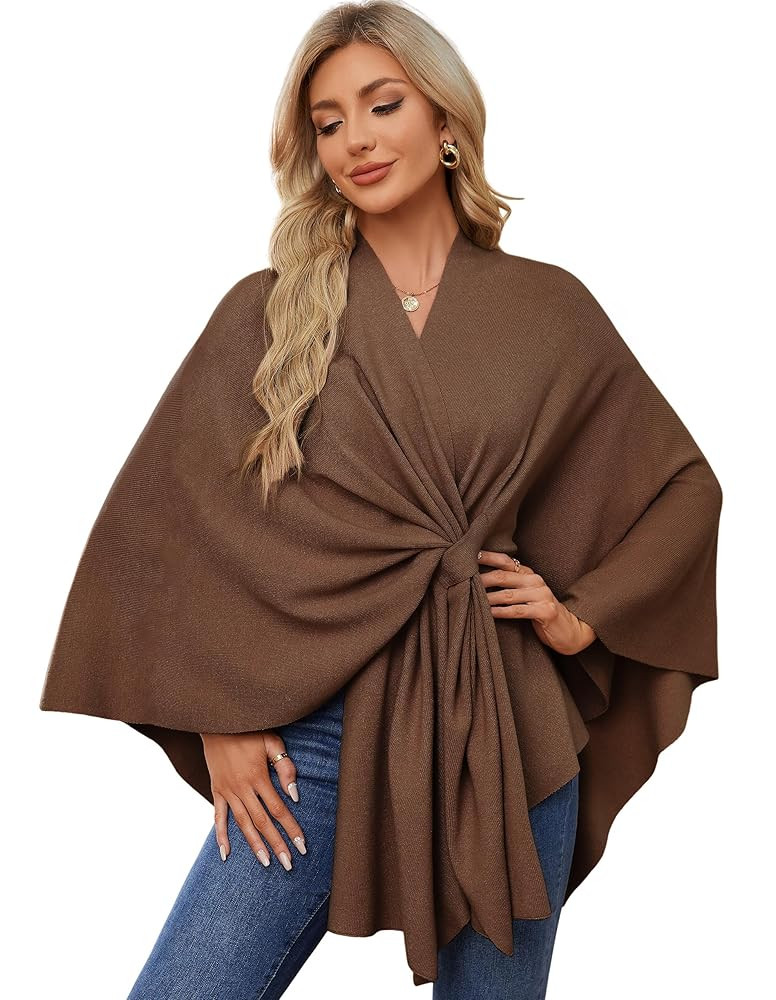 PULI Women's Elegant Shawl Wraps Soft Open Front Poncho Sweater for Spring Fall Winter | Amazon (US)