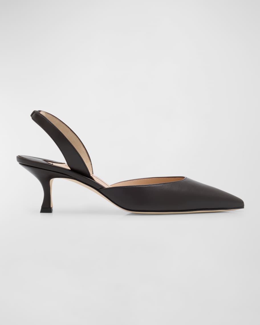 Carolyne Leather Low-Heel Slingback Pump | Neiman Marcus