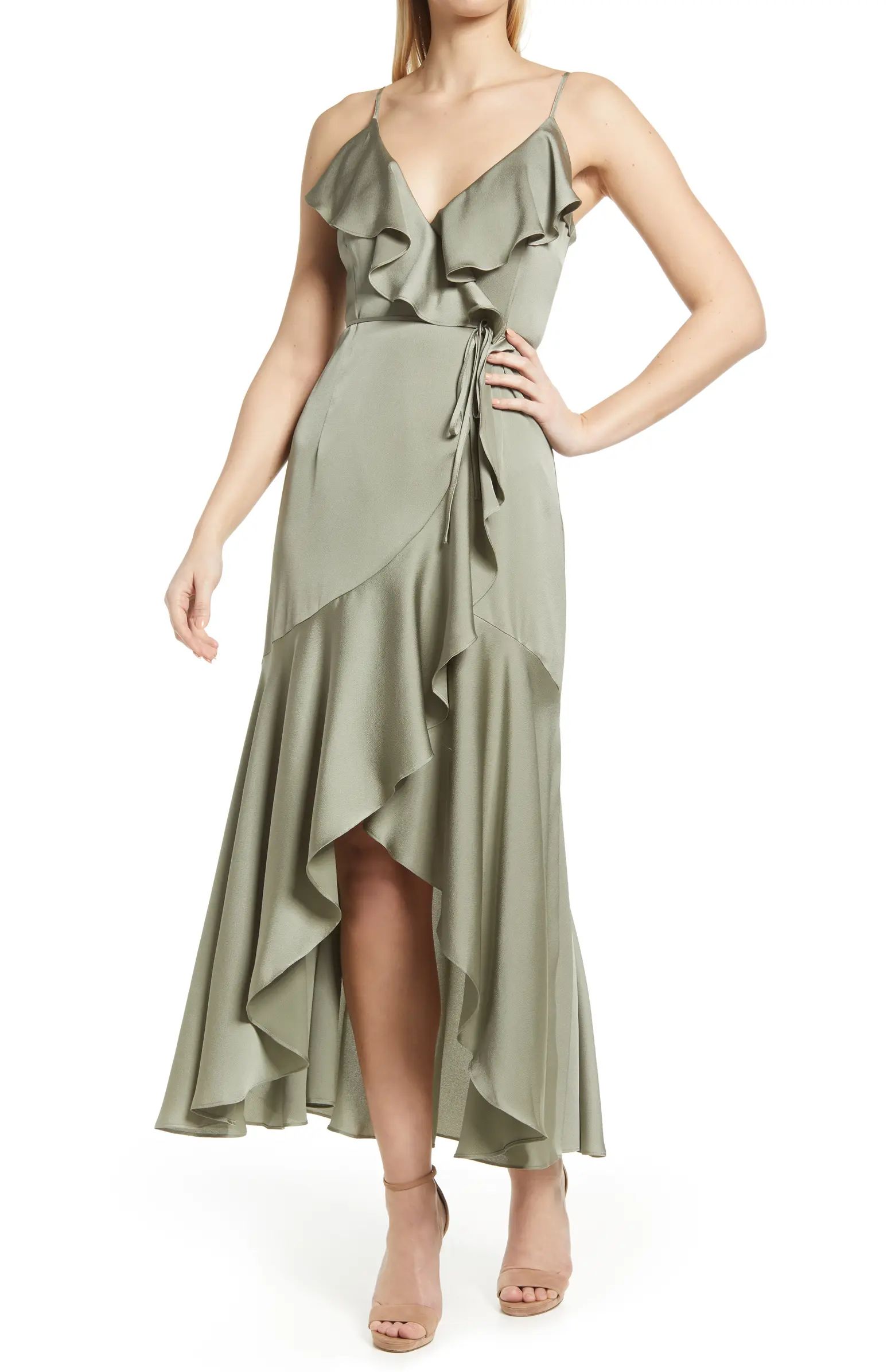 Luxe Ruffle Trim Wrap Gown | Nordstrom