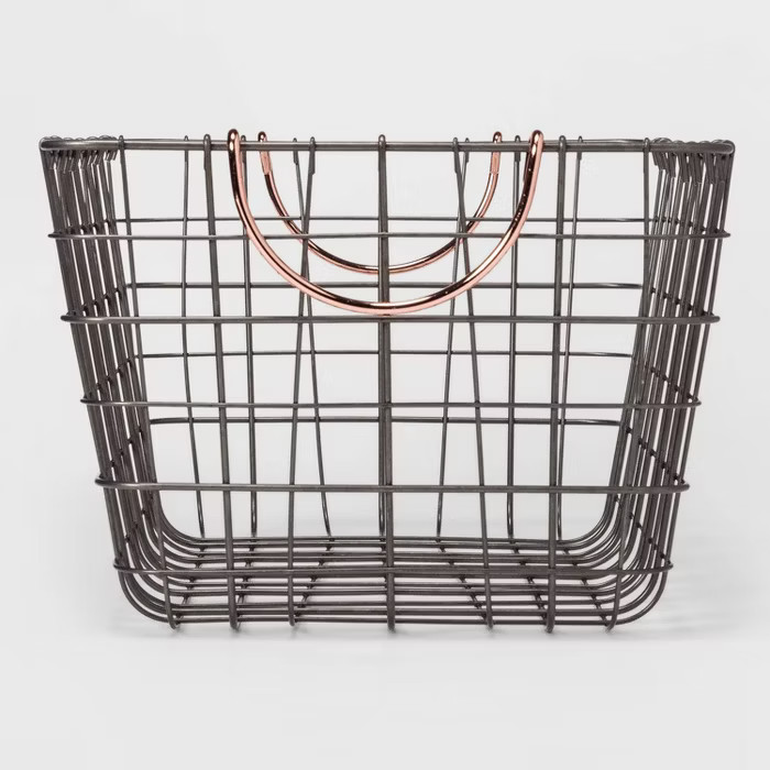 16"x11"x8" Wire Basket with Handle Gray/Copper - Threshold™ | Target