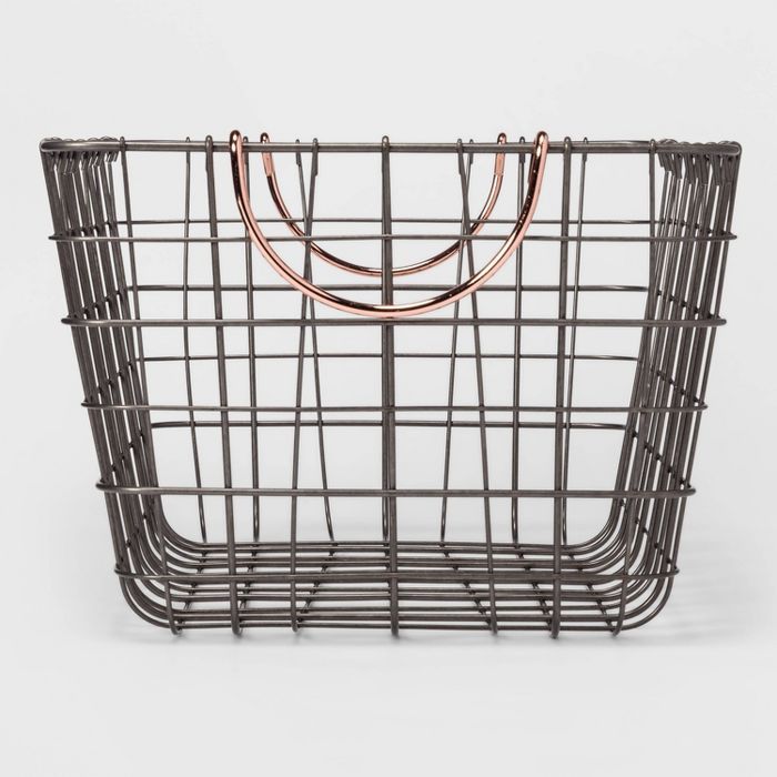 16&#34;x11&#34;x8&#34; Wire Basket with Handle Gray/Copper - Threshold&#8482; | Target