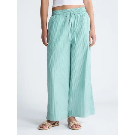 Free Assembly Women s and Women s Plus Cotton Poplin Cropped Wide Leg Pants 26 Inseam Sizes XS-4X | Walmart (US)
