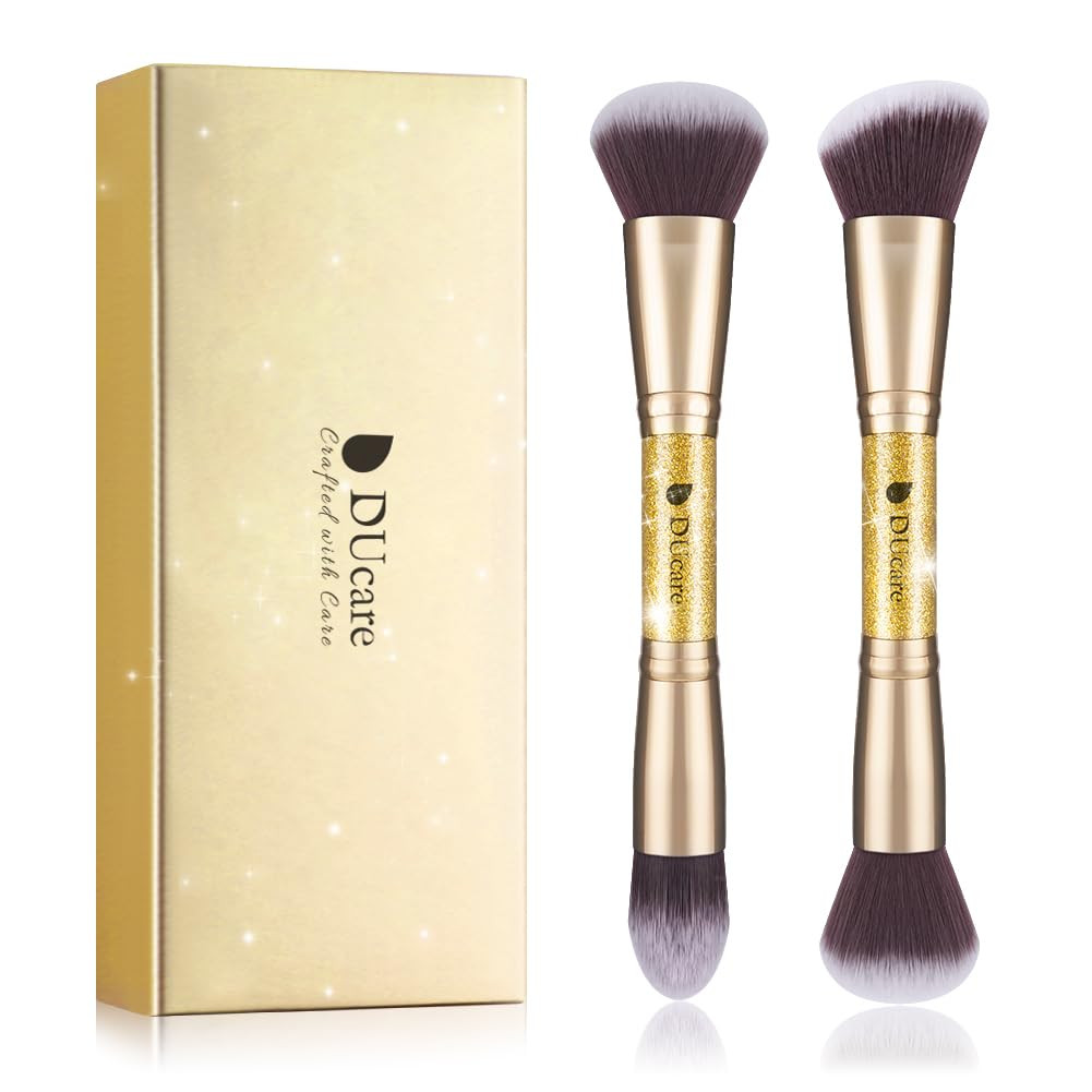 DUcare Makeup Brushes Duo End Foundation Powder Buffer and Contour Brush Synthetic Cosmetic Tools... | Amazon (US)