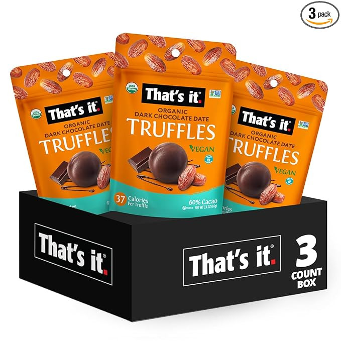 That's it Organic Dark Chocolate & Date Truffles. 100% Plant-Based, Vegan, Gluten-Free, All Natur... | Amazon (US)