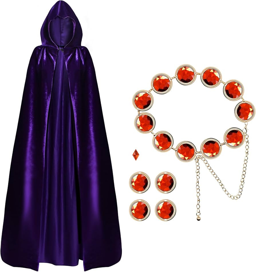 Women's Halloween Cosplay Costume,Purple Cape and Anime Cosplay Waist Belt, Costumes Props Set | Amazon (US)