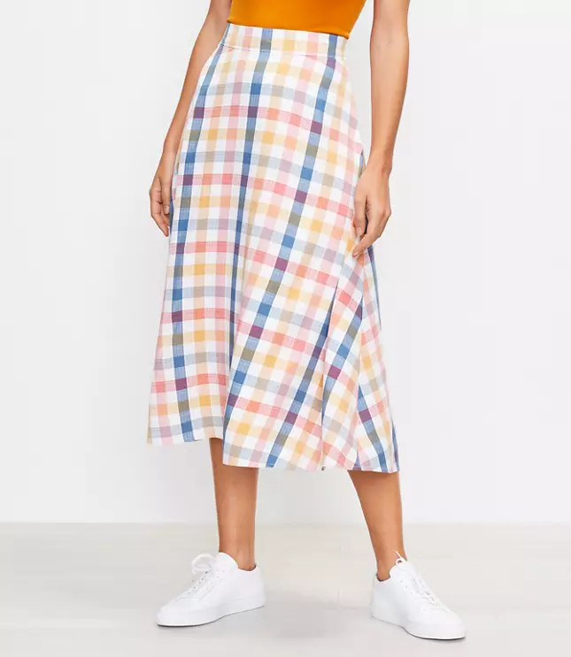 Gingham Midi Skirt | LOFT