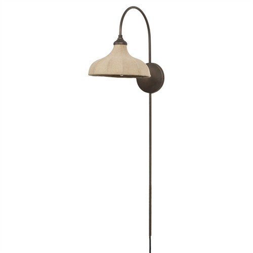 Ansel Updated Traditional Bronze Iron Linen Bell Armed Sconce | Kathy Kuo Home