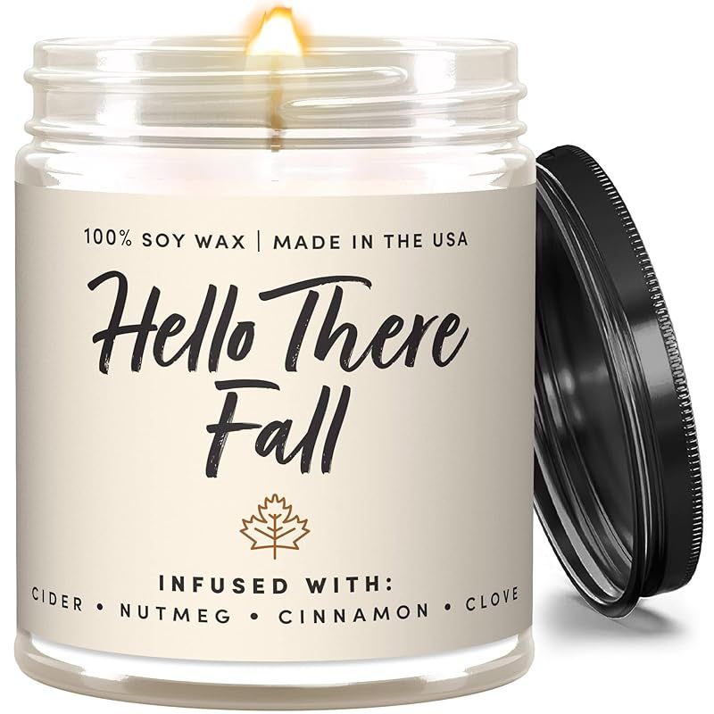 Fall Candles, Hello Fall Candle, Autumn Candle, Fall Scented Candles for Home, Farmhouse Fall Dec... | Amazon (US)