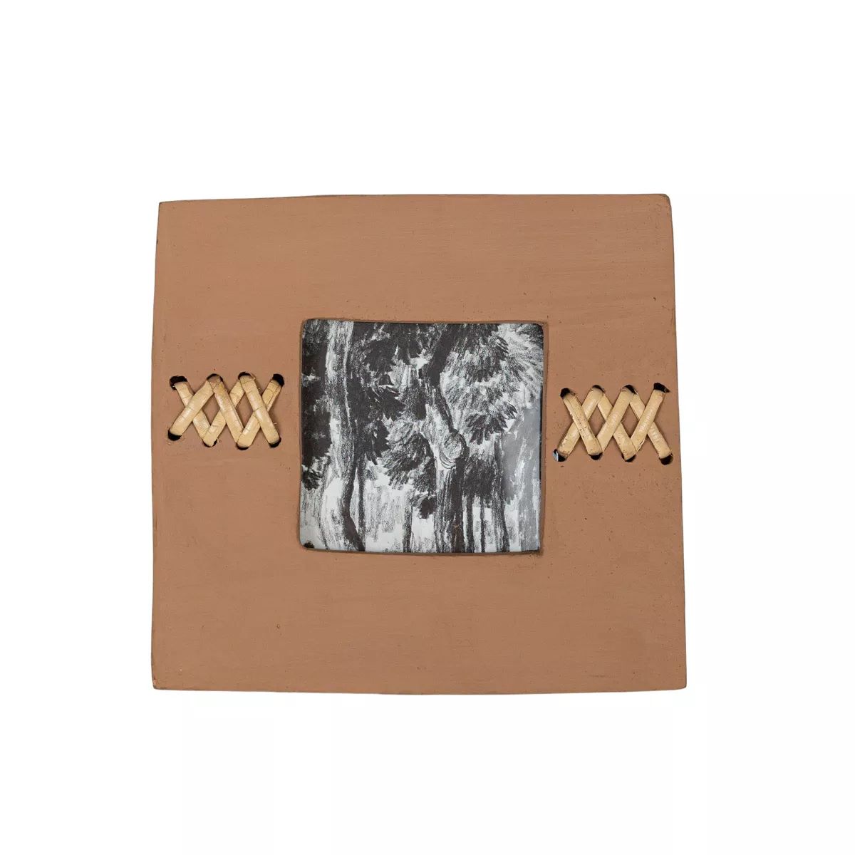 4X4 Inch Orange Terracotta Picture Frame with Cane & Glass by Foreside Home & Garden | Target