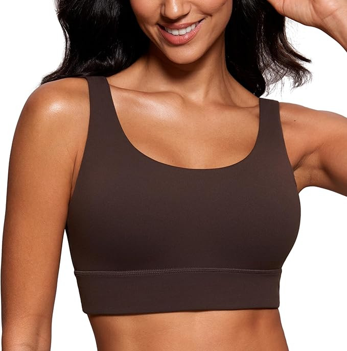 CRZ YOGA Butterluxe Womens U Back Sports Bra - Scoop Neck Padded Low Impact Yoga Clothes Workout ... | Amazon (US)
