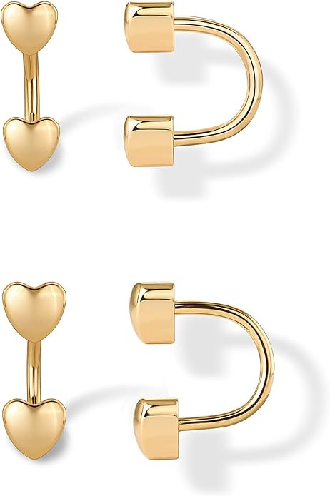 PAVOI 14K Gold Plated Sterling Silver Posts Double Half Huggie Earring Jacket Pack for Women - Go... | Amazon (US)