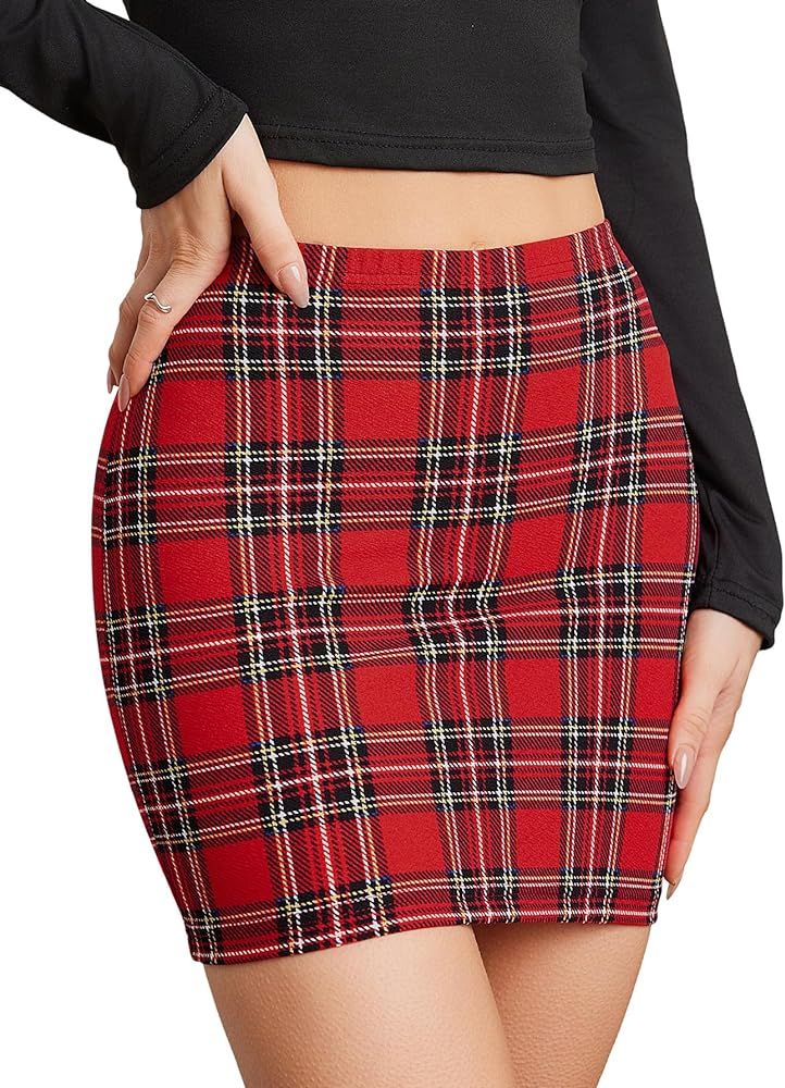 SOLY HUX Women's Elastic High Waist Bodycon Pencil Mini Skirt | Amazon (US)