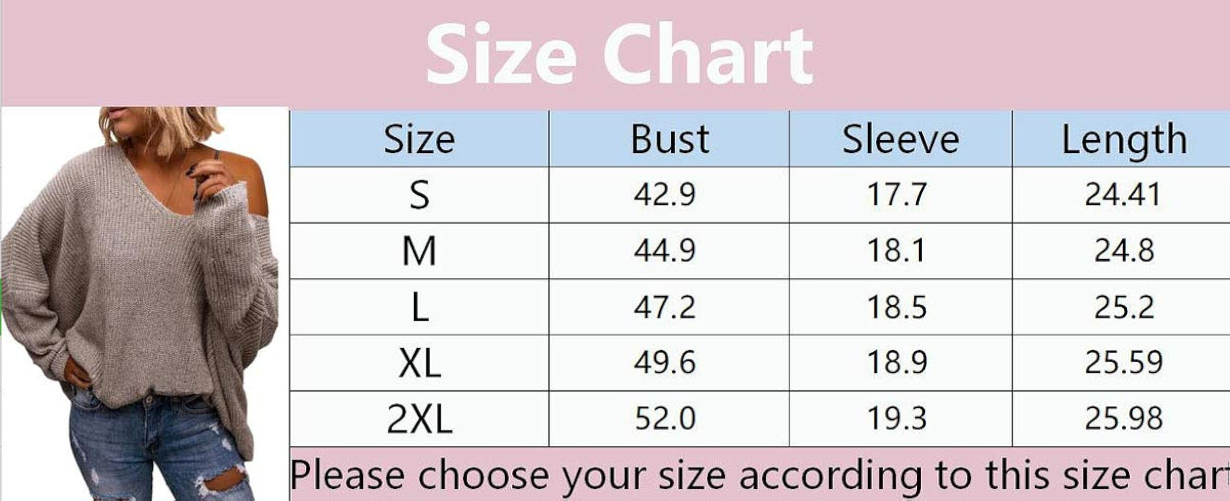 BZB Women's V Neck Long Sleeve Knit Loose Oversized Pullover Sweater Top | Amazon (US)