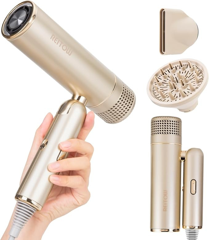 Dual-Voltage Foldable Travel Hair Dryer: Compact High Speed Plasma Diffuser Blow Dryer with Cool ... | Amazon (US)