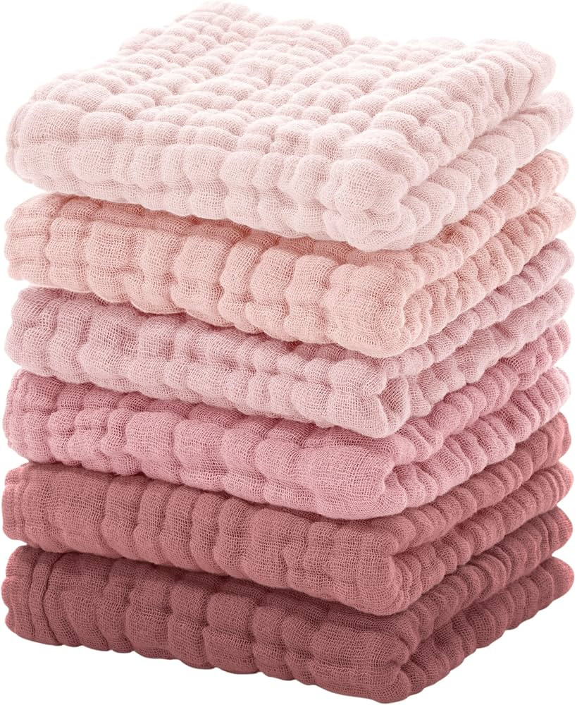 Looxii Baby Washcloths Muslin Burp Cloths Soft Absorbent Muslin Baby Face Towels for Newborns, 6 ... | Amazon (US)