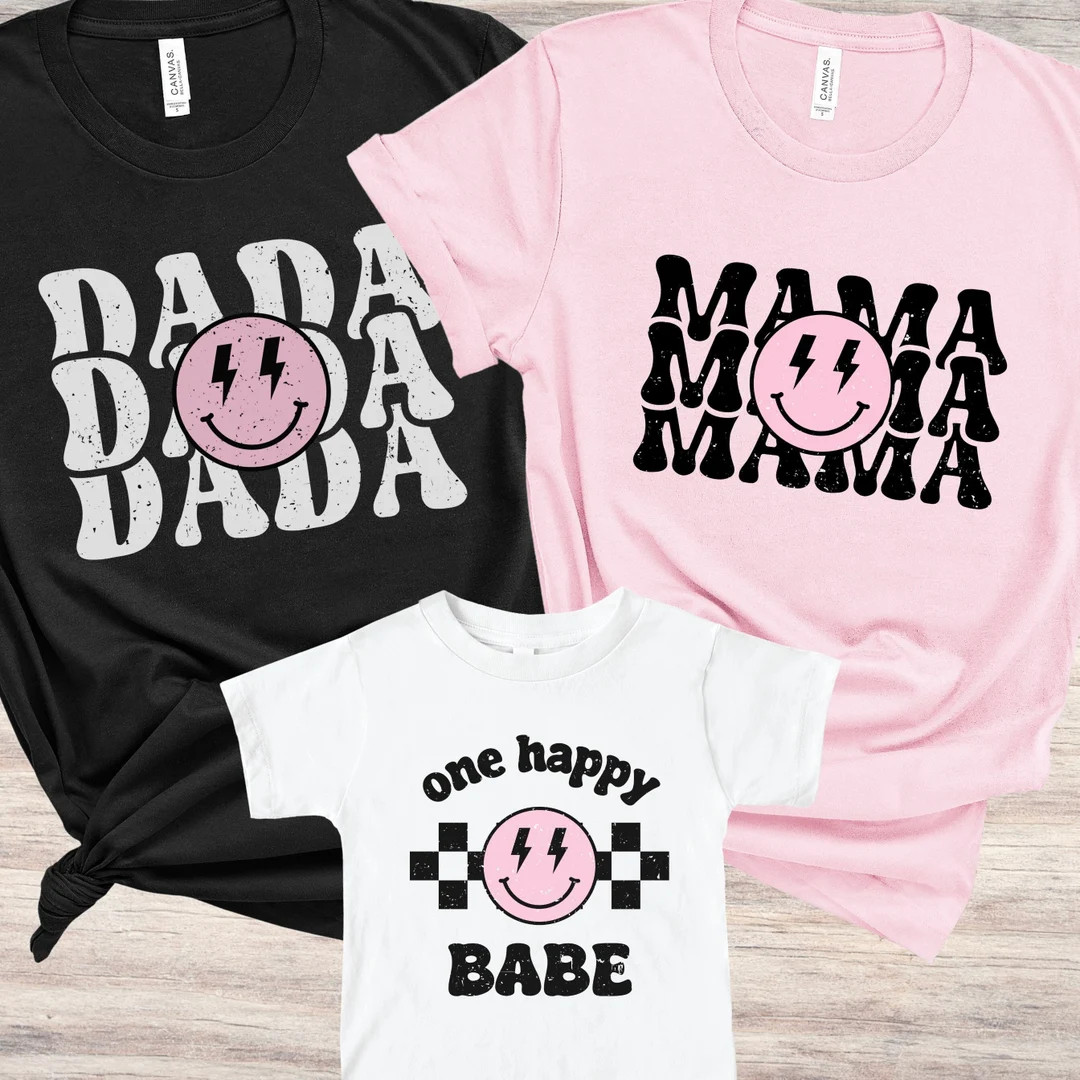 One Happy Babe Birthday Theme, mini, birthday girl boy, Retro, Distressed Matching Family One Bir... | Etsy (US)