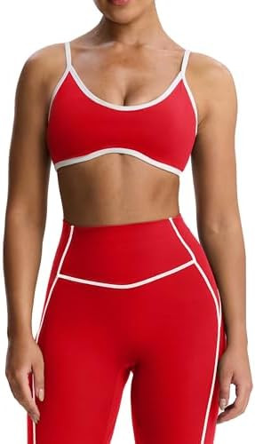 Aoxjox Women's Color Block Workout Sports Bras Fitness Lexi Lined Strappy Bra Athletic Yoga Crop ... | Amazon (US)