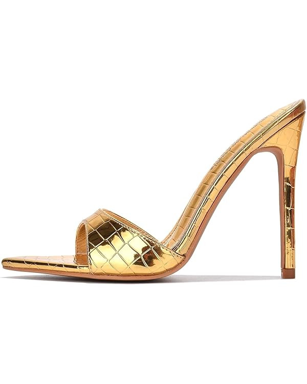 Cape Robbin Kameron Women's Stiletto Slip On Heels, Pointed Toe Heeled Sandals with Faux Rhinesto... | Amazon (US)