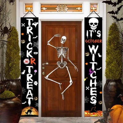 2 Set Halloween Door Porch Decor Halloween Door Banner Decorations Trick Or Treat & It's October Witches Sign Hanging Signs For Front Door Or Indoor H | Wayfair North America