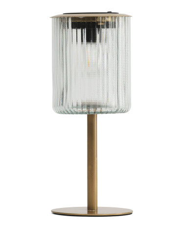 12x5in Outdoor Solar Metal Glass Table Lamp | TJ Maxx
