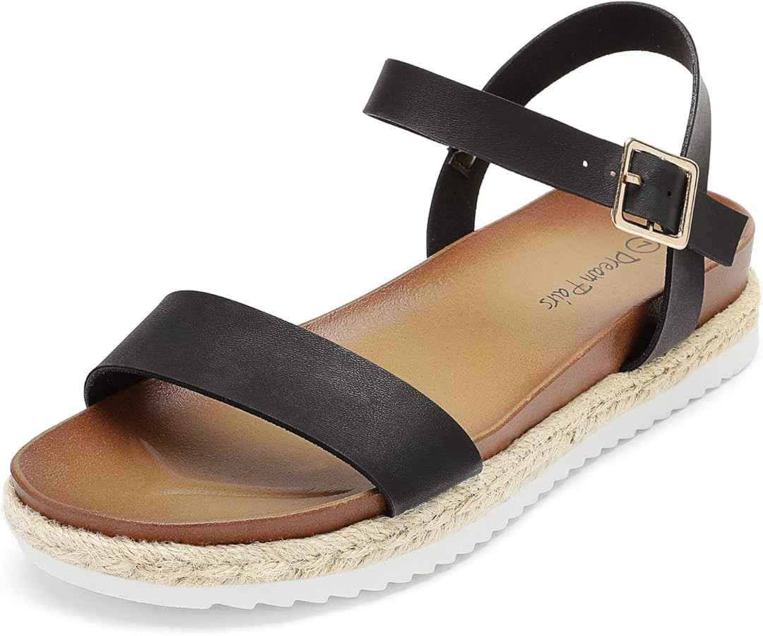 DREAM PAIRS Women’s Open Toe Ankle Strap Espadrille Casual Flatform Platform Wedge Sandals | Amazon (US)