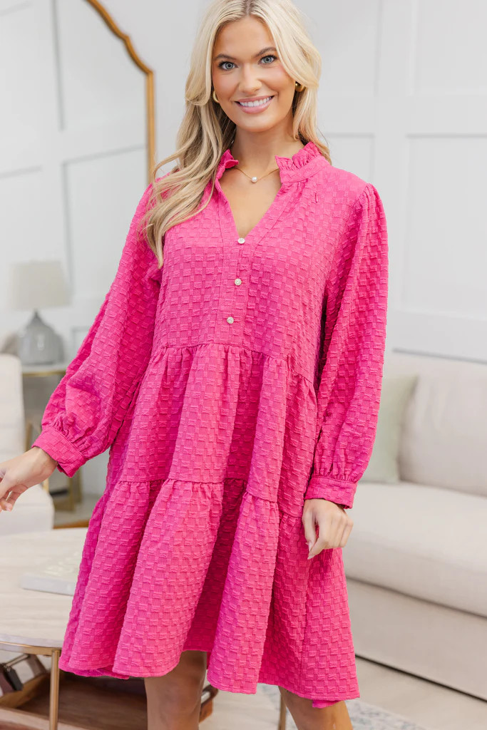 NURSING COLLECTION: All Up To You Fuchsia Pink Textured Dress | The Mint Julep Boutique
