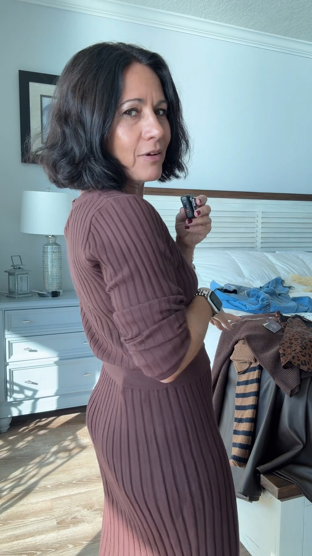 Knitted set brown chocolate outfit great for casual outings or work events 

#LTKSaleAlert #LTKOver40 #LTKStyleTip