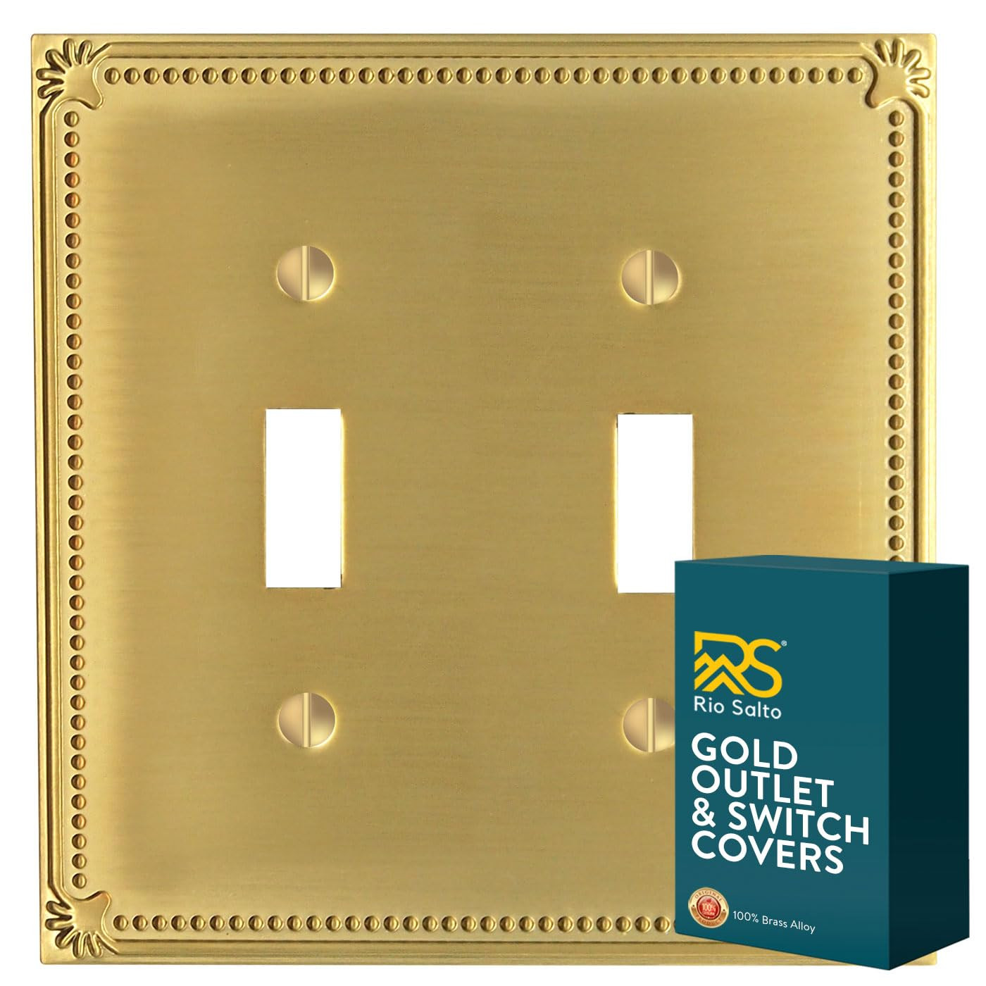 Rio Salto Sunken Pearls Gold Double Toggle Light Switch Cover Decorative Metal Plate Beaded Togle... | Amazon (US)