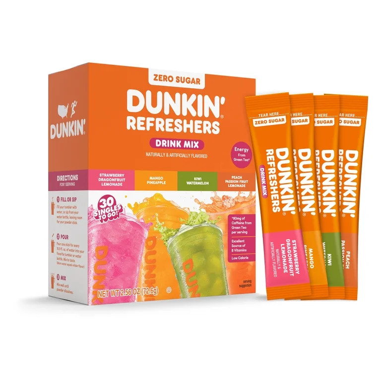 Dunkin' Refreshers Zero Sugar Singles to go Powdered Drink Mix Variety Pack, 30 Count Packets | Walmart (US)