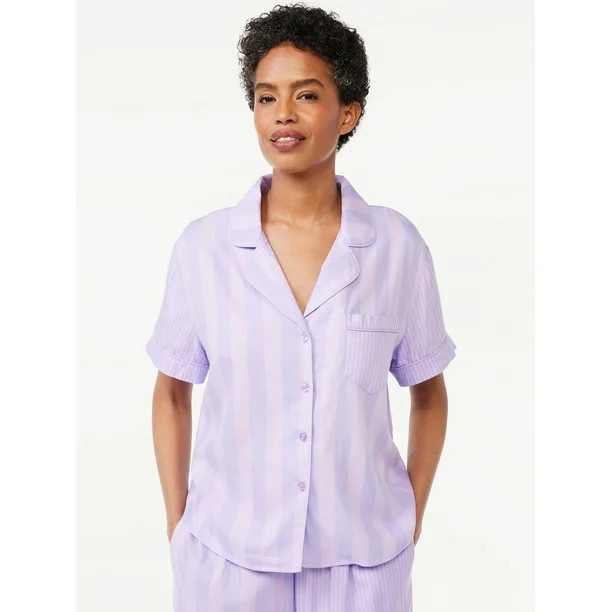 Joyspun Women's Notch Collar Woven Sleep Top, Sizes S to 3X | Walmart (US)