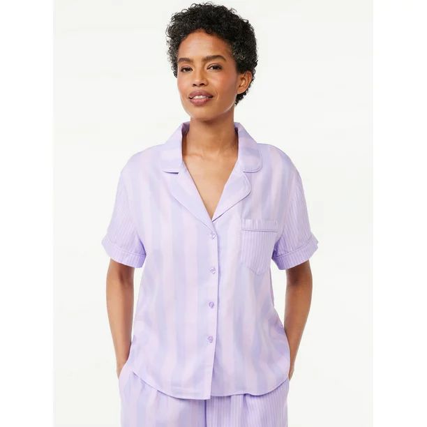 Joyspun Women's Notch Collar Woven Sleep Top, Sizes S to 3X - Walmart.com | Walmart (US)