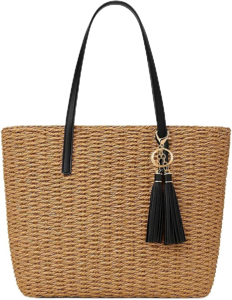 YXILEE Straw Bags For Women | M Size Travel Straw Totes Bag Woven Summer Handmade Shoulder Bag Ha... | Amazon (US)
