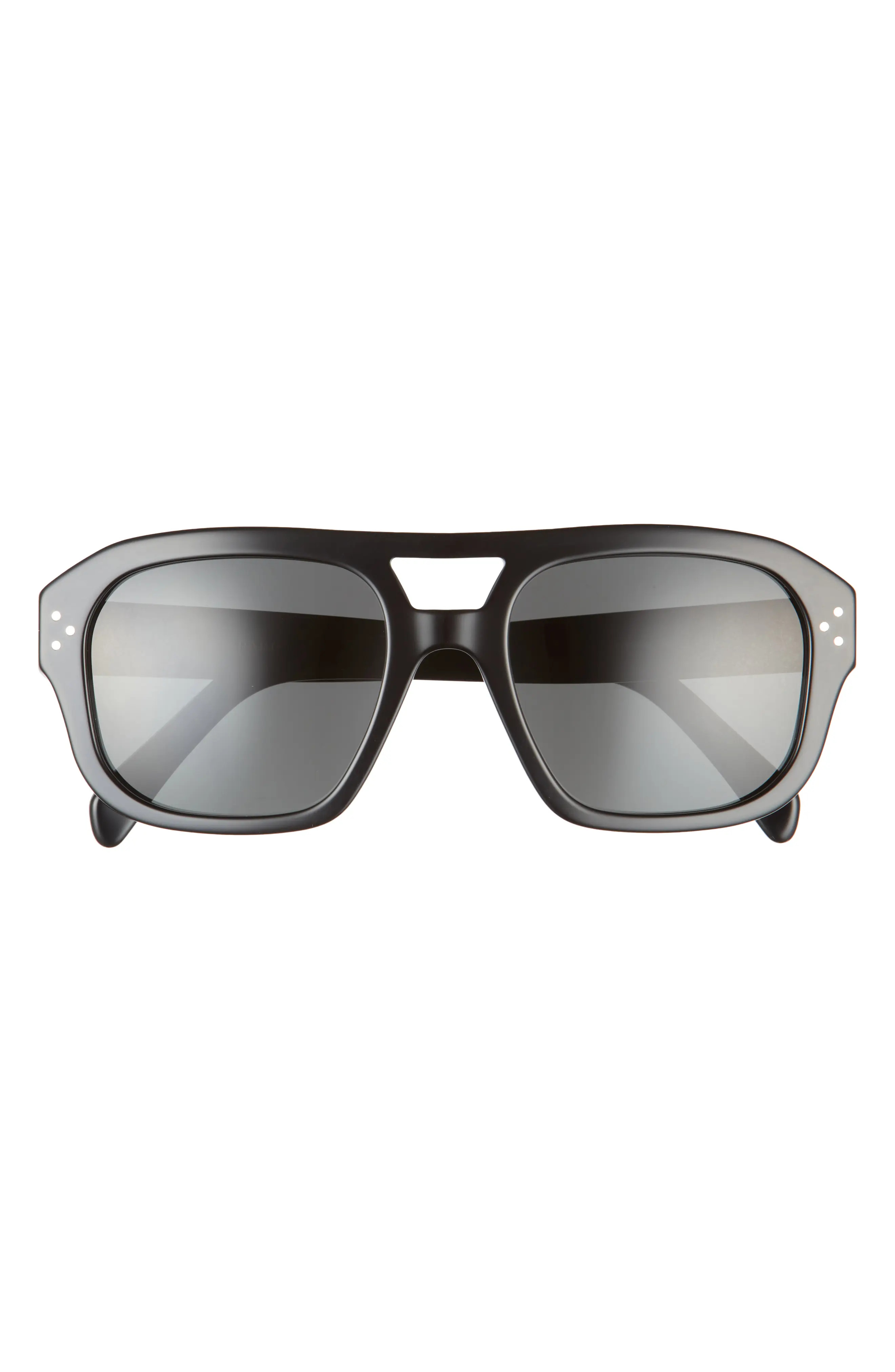 CELINE 55mm Aviator Sunglasses in Shiny Black /Smoke at Nordstrom | Nordstrom