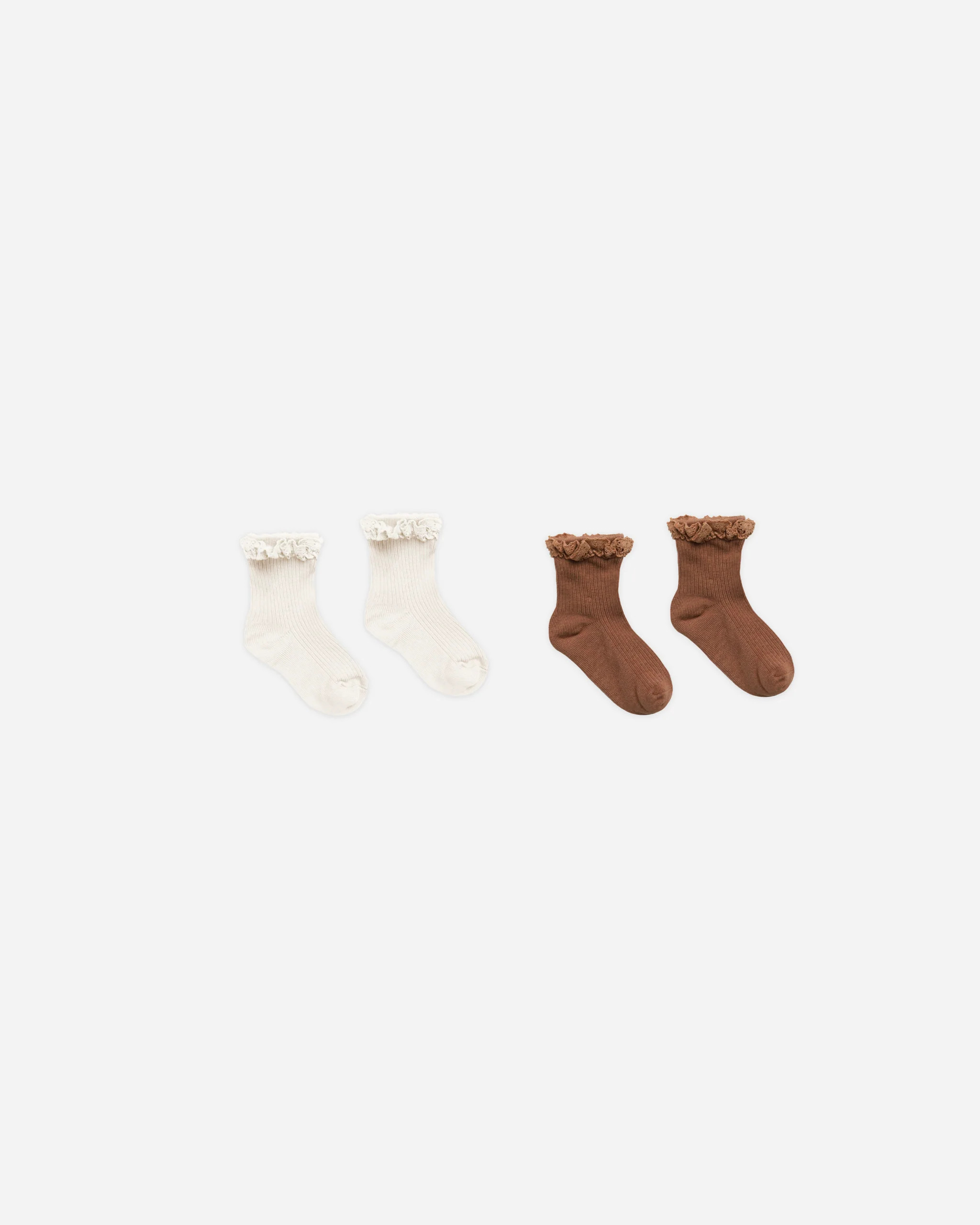 Lace Trim Sock Sets || Saddle, Ivory | Rylee + Cru