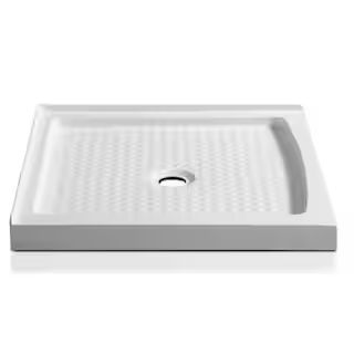 Titan Series 36 in. x 36 in. Double Threshold Shower Base in White | The Home Depot