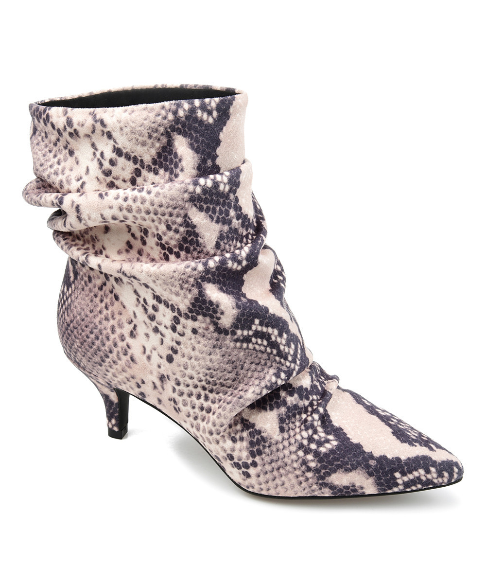 Journey + Crew Women's Casual boots Snake - White & Gray Snake Slouchy Jo Pointed-Toe Bootie - Women | Zulily
