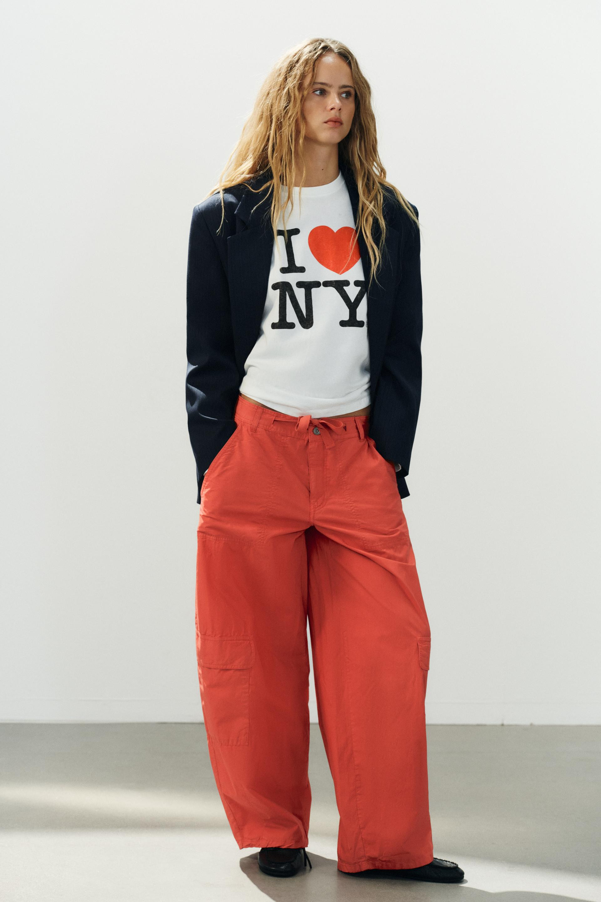 Zara - Oversized Cargo Pants - Red - 30 (Us 10) - Woman | Zara US